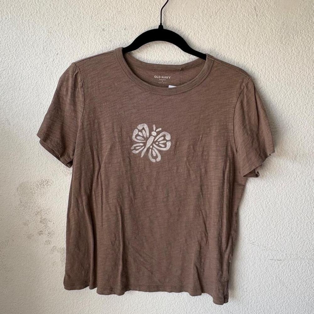 Brown womens tee featuring butterfly